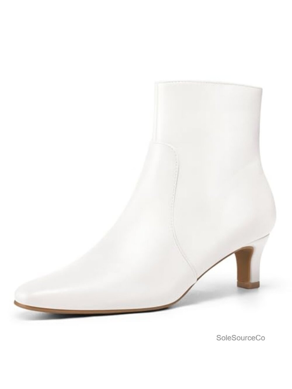 Kitten Heel Ankle Boots Square Toe Side Zip Comfort Dress Booties